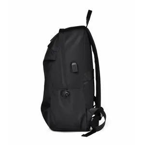 Sac à dos noir minimaliste grande capacité pour ordinateur avec port de charge USB