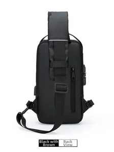 Back view of waterproof crossbody bag with breathable padding and anti-theft zipper pocket