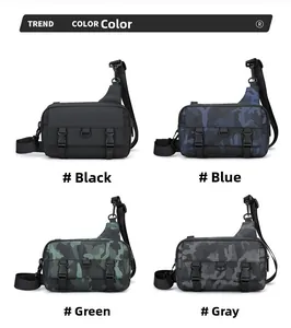 Detailed grid view showing tactical shoulder bags in black and three camouflage colors