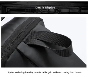 Detail of durable nylon strap handle and smooth zipper closure on tactical chest bag