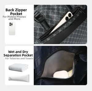 Dettaglio della tasca posteriore con zip e scomparto impermeabile separazione secco-umido