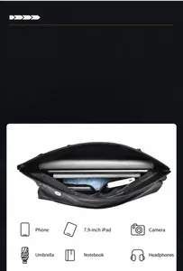 Λεπτομέρεια αδιάβροχης techwear τσάντας με πολλαπλές τσέπες για iPad 7,9 ιντσών και αξεσουάρ