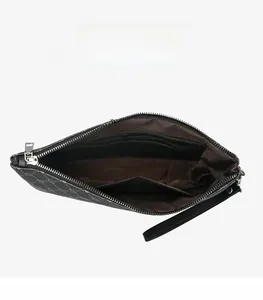 Detail view of large capacity men's pouch with card slots and inner pocket