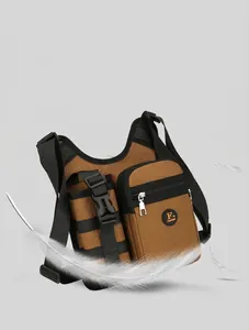 Leichte braune taktische Umhängetasche für Trinkflaschen mit F+ Fashion-Logo und Schnalle