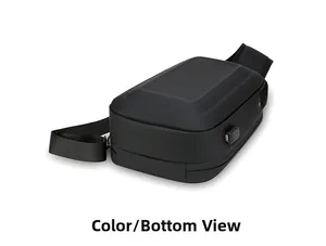 Detail view of anti-theft sling bag with USB charging port and durable hard shell