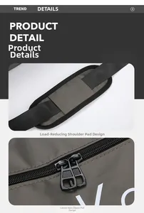 Détail de la bandoulière rembourrée et double fermeture éclair en métal de ce sac