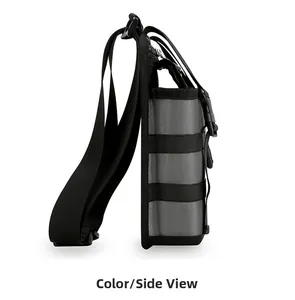Side view of multi-functional travel chest bag with MOLLE webbing and buckles