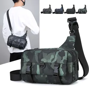 Men Waterproof PU Camouflage Chest Bag Tactical Crossbody Shoulder Bag Lightweight Casual Sling Pack For Outdoor Travel Daily