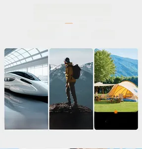 Large waterproof travel bag shown in business, hiking, and outdoor camping scenarios
