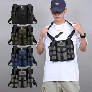 Tactical Men's Chest Bag Multi-pocket Outdoor Travel Shoulder Crossbody Bag Wear-resistant Oxford Cloth Casual Sling Bag