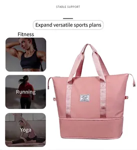 Borsa da viaggio rosa grande capacità con scomparto scarpe separato per il fitness