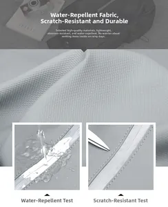 Macro detail of waterproof and scratch-resistant grey fabric for men's business backpack