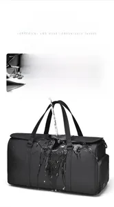 Detail of waterproof travel bag showing high-density fabric and scratch-resistant texture