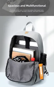 Detailed view of internal compartments fitting a 16 inch laptop and digital accessories