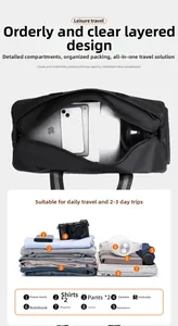 Internal layout of large waterproof travel bag showing 2-3 day trip storage capacity