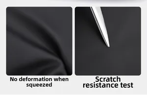 Detail of waterproof travel bag showing anti-wrinkle kneading and scratch-resistant fabric