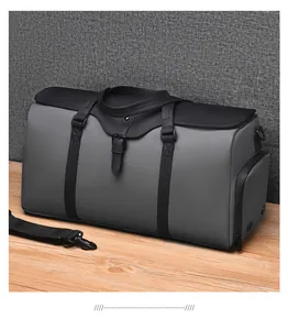 Detail of waterproof business travel bag with side zipper pocket and buckled closure design
