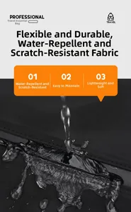 Detail of waterproof and scratch-resistant black synthetic fiber fabric on a travel backpack