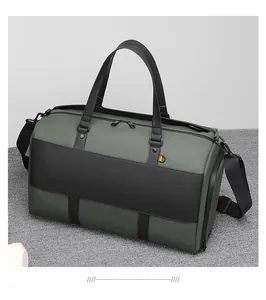Detailed macro view of the water-resistant fabric and dual-zipper system on this travel bag