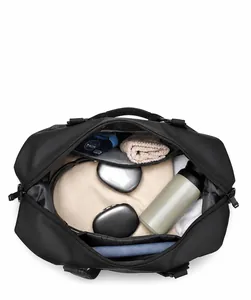Interior view of large travel duffel bag showing spacious compartments and storage capacity
