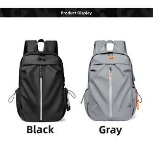 Front view of black and grey multi-functional backpacks with waterproof zippers