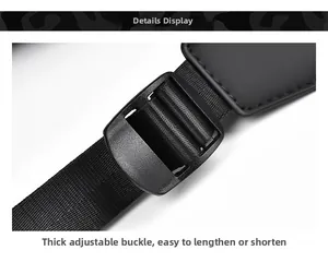 Detail of high-quality adjustable shoulder strap with thick buckle and nylon webbing