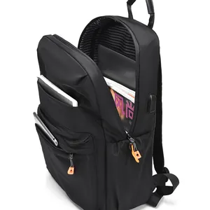 Zaino porta PC nero impermeabile con scomparti multipli e porta USB esterna