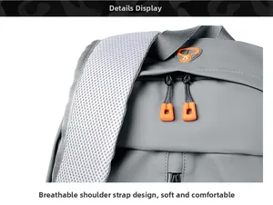 Breathable honeycomb mesh shoulder straps with vibrant orange zipper accents on gray backpack