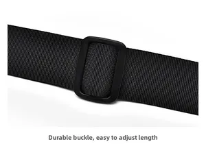 Macro view of high-quality black nylon strap with thick adjustable matte buckle