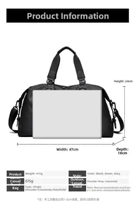 Guida alle dimensioni della borsa da viaggio 47x24x18cm e peso leggero di 0,6kg