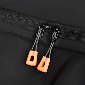 Waterproof laptop backpack with durable two-way zippers and orange non-slip pullers