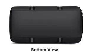 Detailed bottom view of large waterproof travel bag with reinforced straps and matte finish