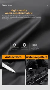 Close-up showing scratch-resistant fabric and waterproof coating on the business backpack
