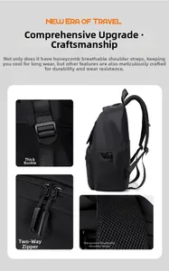 Detail of waterproof backpack showing honeycomb mesh straps and dual metal zippers