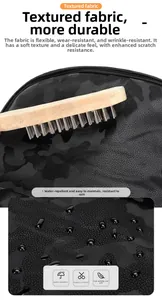 Détail du tissu camouflage imperméable montrant la résistance aux rayures et l'effet déperlant