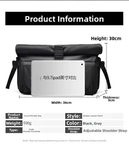 Detailed size specifications of the waterproof messenger bag with a 36cm width dimension