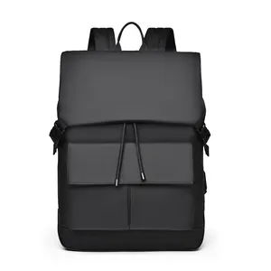 Sleek black diamond-quilted rucksack with flap closure and adjustable buckles for commute