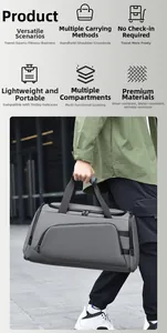 Waterproof travel bag with trolley sleeve and multi-way carrying options for gym