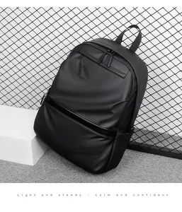Macro shot of waterproof black business backpack featuring durable zippers and side pocket
