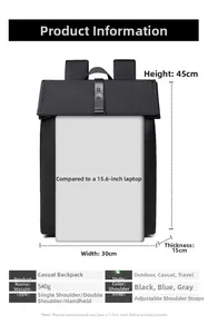 Detailed size specifications of the minimalist 45cm laptop backpack in high-quality view