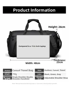 Wasserdichte Reisetasche Größenvergleich mit einem 15,6 Zoll Laptop-Maßstab