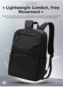 Detail of lightweight oxford cloth backpack showing smooth texture and double zipper design