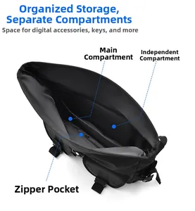 Internal layout showing main pocket, independent compartment, and zipper pocket in messenger bag