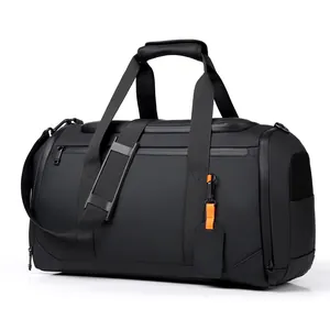 Sac de voyage noir grande capacité avec compartiment à chaussures pour le sport et fitness