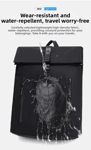 Waterproof test on high-density black fabric of this durable business backpack
