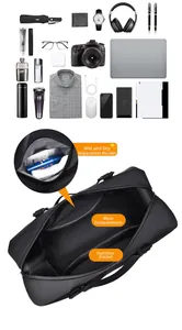 Internal layout showing dry wet separation and large storage capacity for travel gear