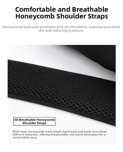 Detail of 3D honeycomb mesh shoulder strap with breathable multi-layer elastic foam padding