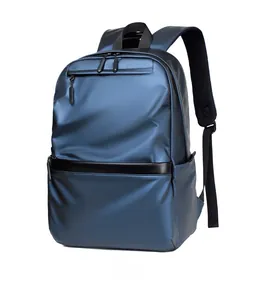 Detail of dark blue laptop backpack with breathable honeycomb mesh shoulder straps