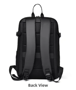 Atmungsaktives Mesh-Rückenteil und S-förmige Polstergurte des schwarzen Laptop-Rucksacks