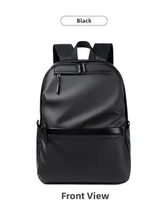 Close-up of the front horizontal zipper pocket on the waterproof black business backpack